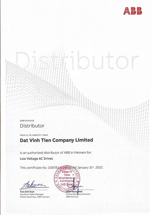 Distributor Certificate